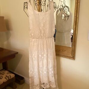 Tea stained White Lace Dress